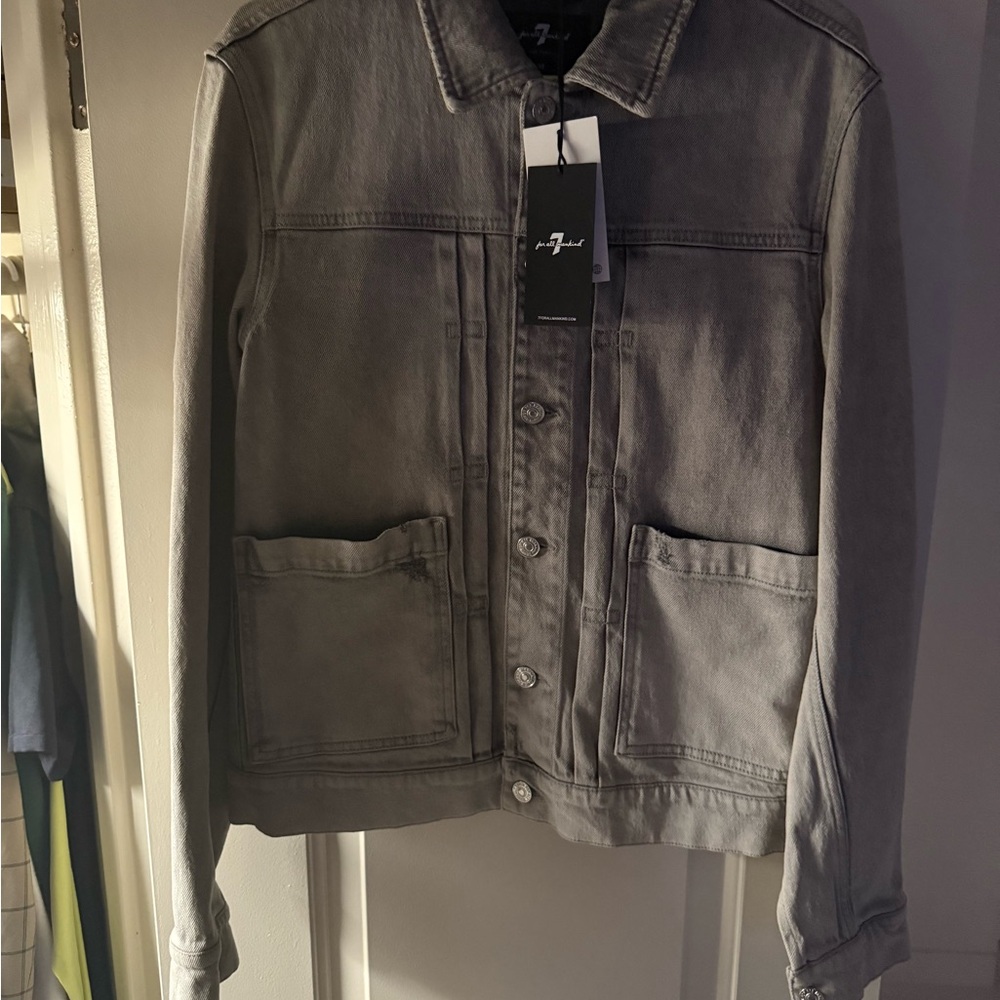 7 For All Mankind Gray Lightweight Shirt Jacket